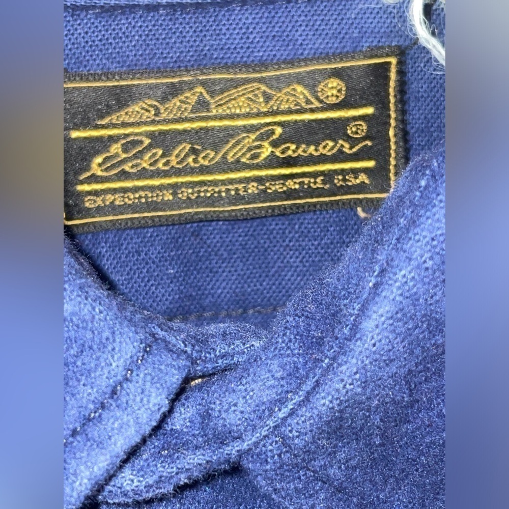 Eddie Bauer Men Snap Shirt XLarge Blue 70 Flannel Cargo Pockets Cotton Collar‍‍﻿ - Picture 9 of 11